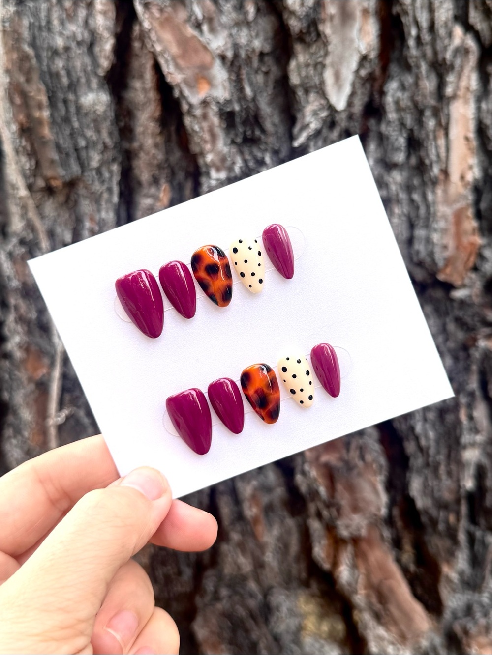 Berry Tortoise Press-On Nails